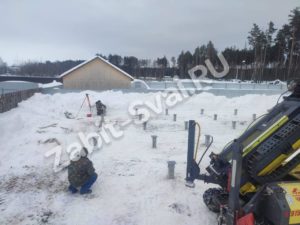 Забивка свай для дома из профильтрованного бруса г. Покров