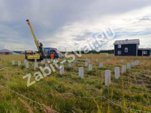 Установка жб свай под дом из блоков г.Орехово-Зуево
